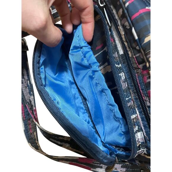 Lug‎ Carousel Crossbody Bag Convertible belt bag Navy Blue Abstract Cream Pink - Picture 9 of 10